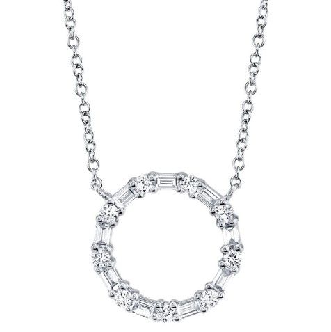 Necklace Diamond Circle Necklace, Open Circle Necklace, Diamond Circle Pendant, Diamond Baguette, Oval Necklace, Studded Necklace, Circle Pendant Necklace, Circle Diamond, White Gold Necklaces