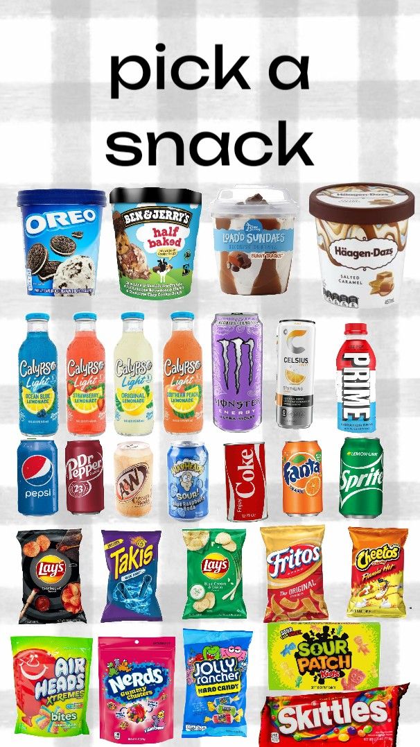 an advertisement for snacks with the words pick a snack