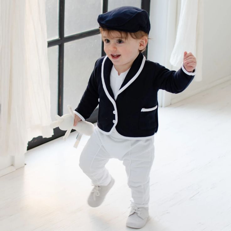 Elliott Baby Boy 3-Piece Suit – Baby Beau and Belle Baby Boy Wedding Outfit, Baby Boy Christening Outfit, Wedding Outfit For Boys, Boy Christening Outfit, Boy Baptism Outfit, French Terry Pants, Baby Boy Christening, Baptism Outfit