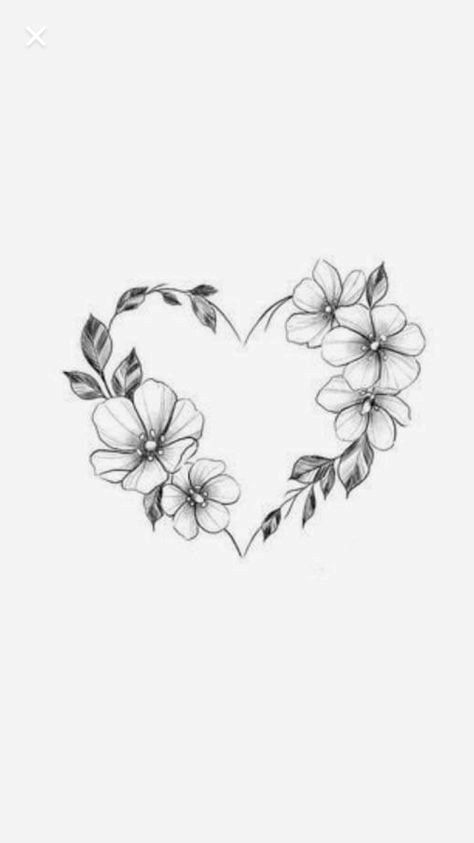 a heart with flowers drawn on it