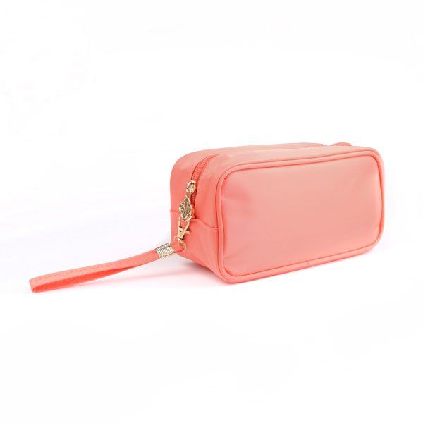 Maci Nylon Cosmetic Bag - Salmon Nylon Cosmetic Bag With Zipper Pouch, Versatile Nylon Cosmetic Bag With Zipper Pouch, Portable Rectangular Cosmetic Bag, Functional School Cosmetic Bag Pouch, Nylon Pouch Cosmetic Bag For School, Trendy Nylon Cosmetic Bag With Zipper Pouch, Trendy Nylon Cosmetic Bag With Zipper, Trendy Nylon Cosmetic Bag For Travel, Functional School Cosmetic Pouch Bag