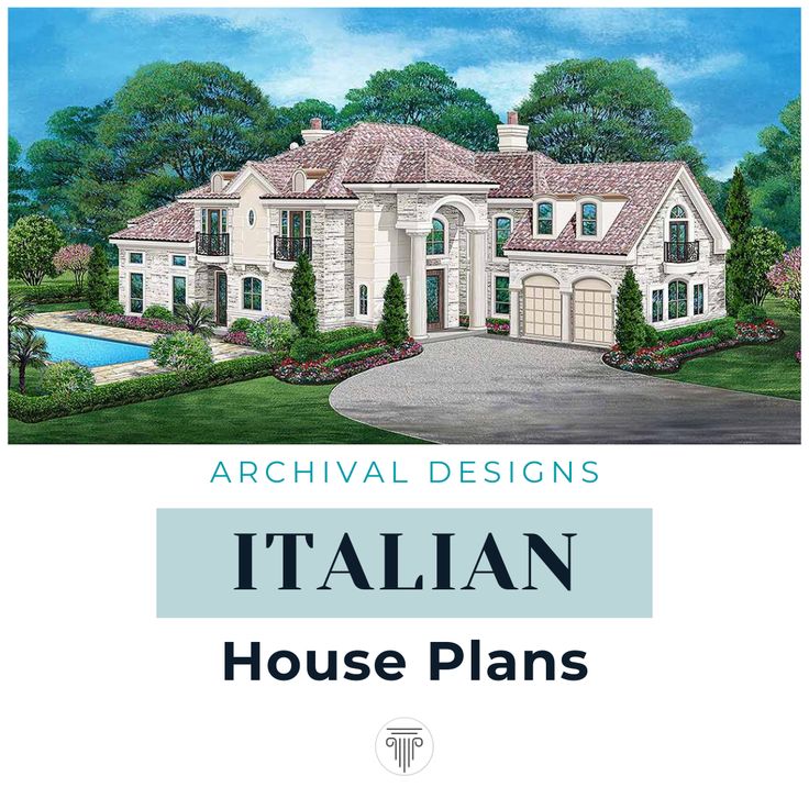 the front cover of an architectural design book with text that reads,'italian house plans '