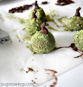 some green desserts are on a white plate