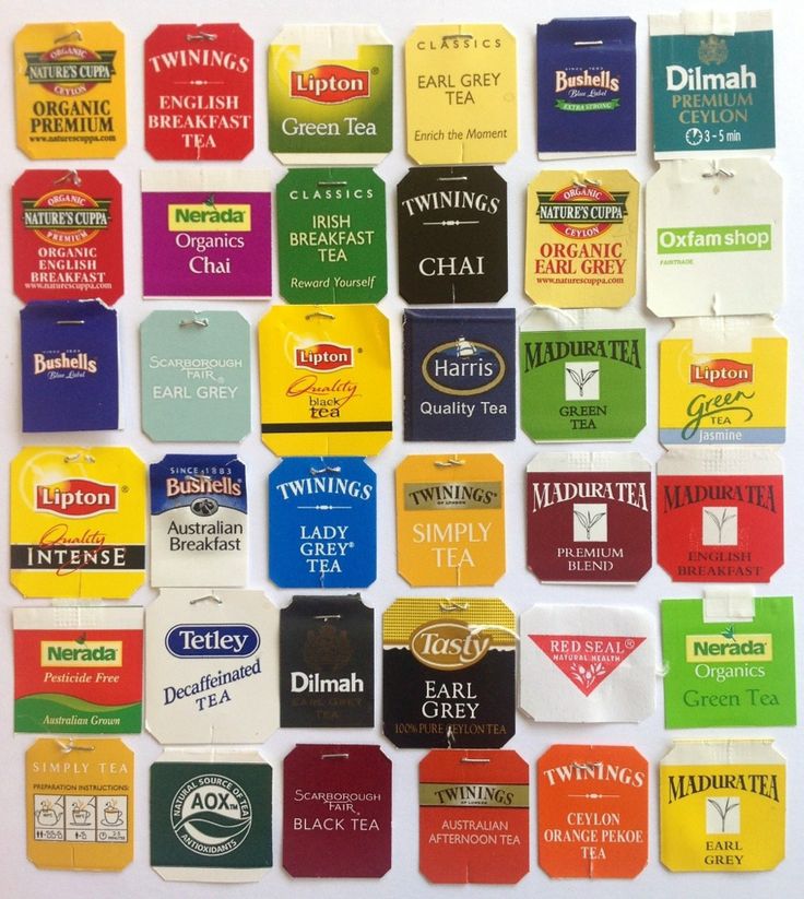 many different types of tea bags are arranged on a white surface with the words,