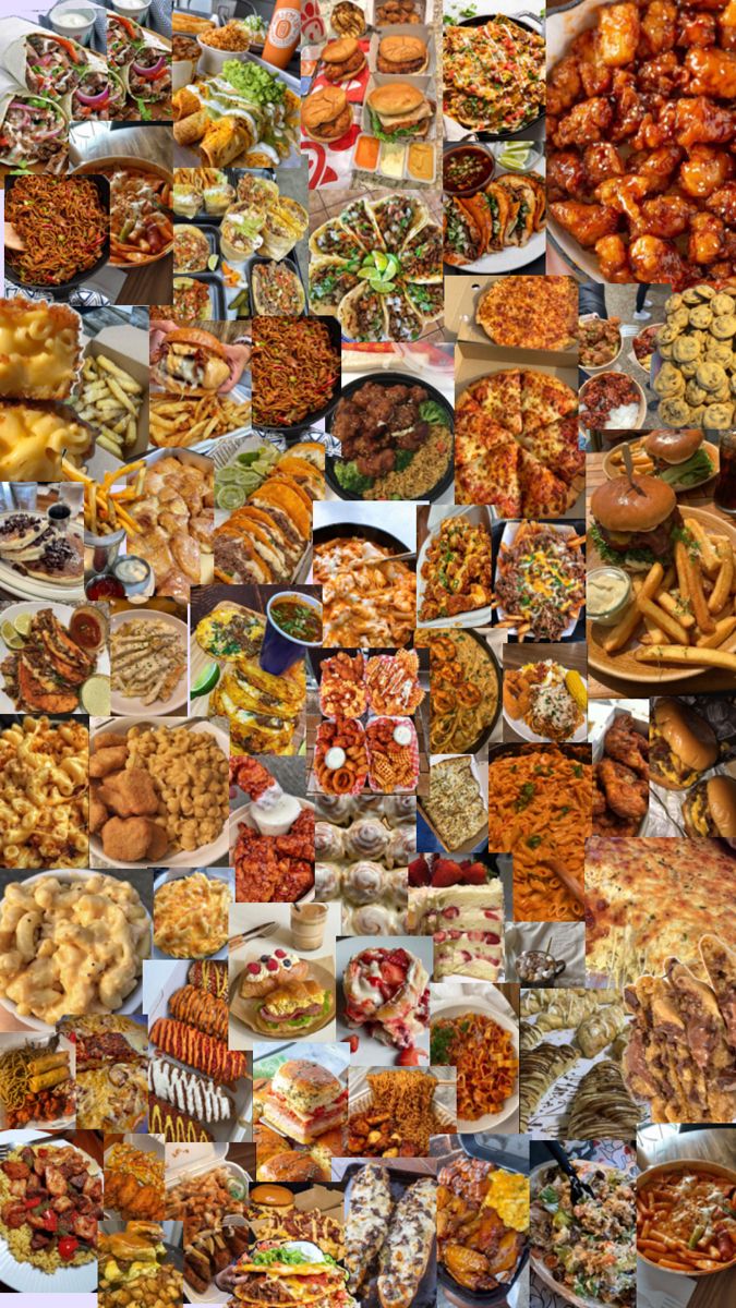 a collage of many different types of food