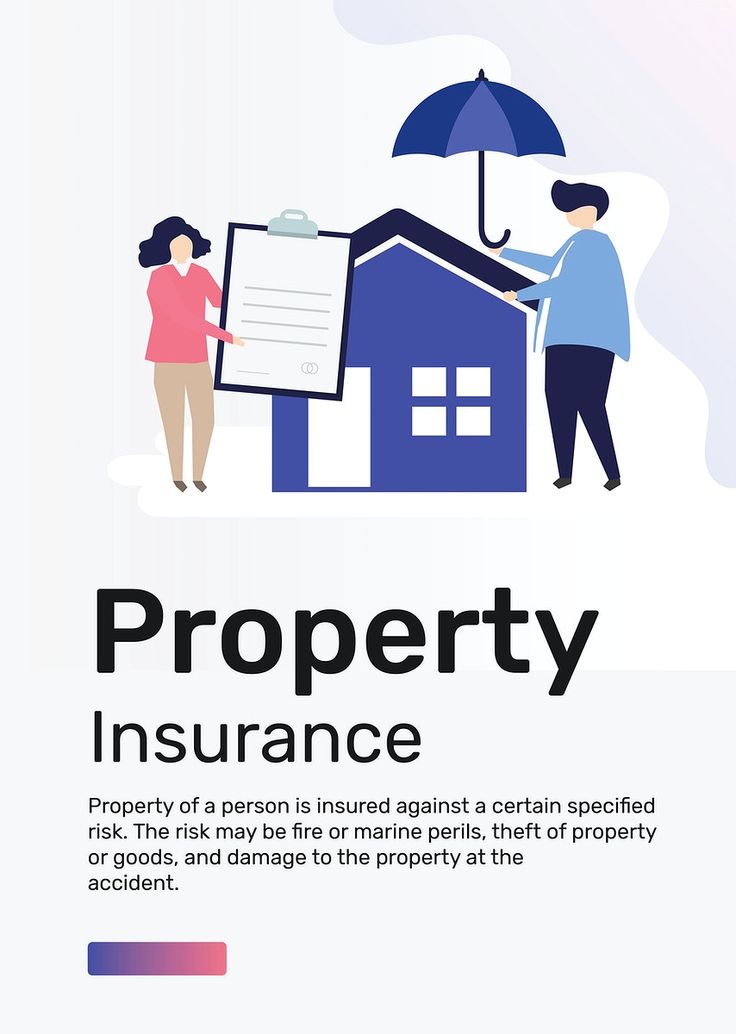 an advertisement for property insurence with two people standing in front of a house