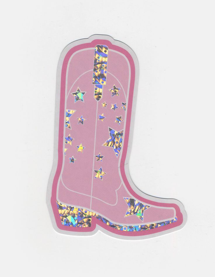 Cowboy Boot Sticker. Approximate Dimensions: 2" X 3". Imported. Y2k Objects, Y2k Stickers, Cowboy Boot, Cowboy Boots, Cowboy, Boots, Pattern, Pink