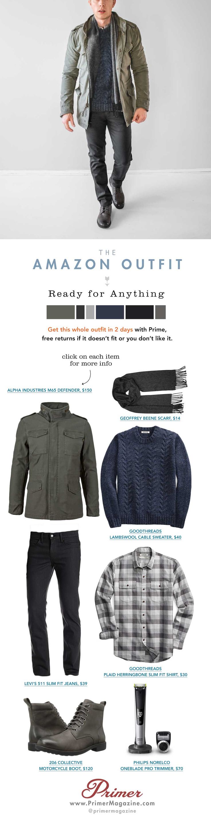 The Amazon Outfit: Ready for Anything | Primer Best Amazon Clothes, Mens Outdoor Fashion, Mens Fasion, Olive Sweater, Amazon Clothes, Mens Fashion Classic, Mens Fashion Fall, Clothes For Men, Stylish Mens Outfits