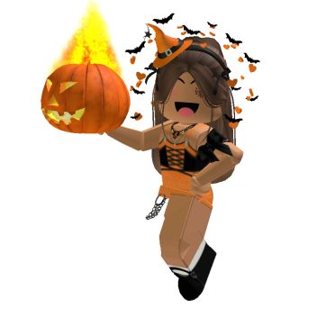 a cartoon girl dressed as a witch holding a pumpkin with bats flying around her, on a white background