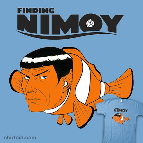 an orange and white clown with the words finding nimoy on it