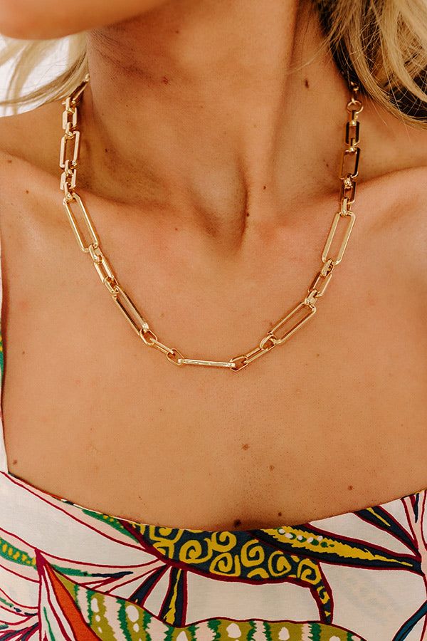 - Catch up with coffee in style with this simply chic - necklace!  - Gold colored metal material  - A chunky link design  - Adjustable length chain and clasp closure  - Size: 17.5-20.5-inches Link Design, Chic Necklace, Simply Chic, Stay Connected, Metal Material, Link Necklace, Necklace Gold, In Style, Gold Color