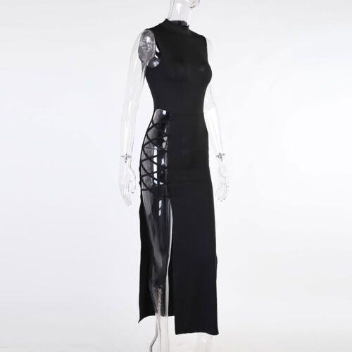 Find ideas๏ฟฝand inspiration for Womens High Split Dress Long Maxi Dress Party Evening Cocktail Bodycon Dresses, Fashion Women's Dresses Black Cutout Dress, Moda Cyberpunk, Moda Streetwear, Moda Punk, Cutout Maxi Dress, Sparkly Dress, Women Maxi, One Piece Dress, Cutout Dress