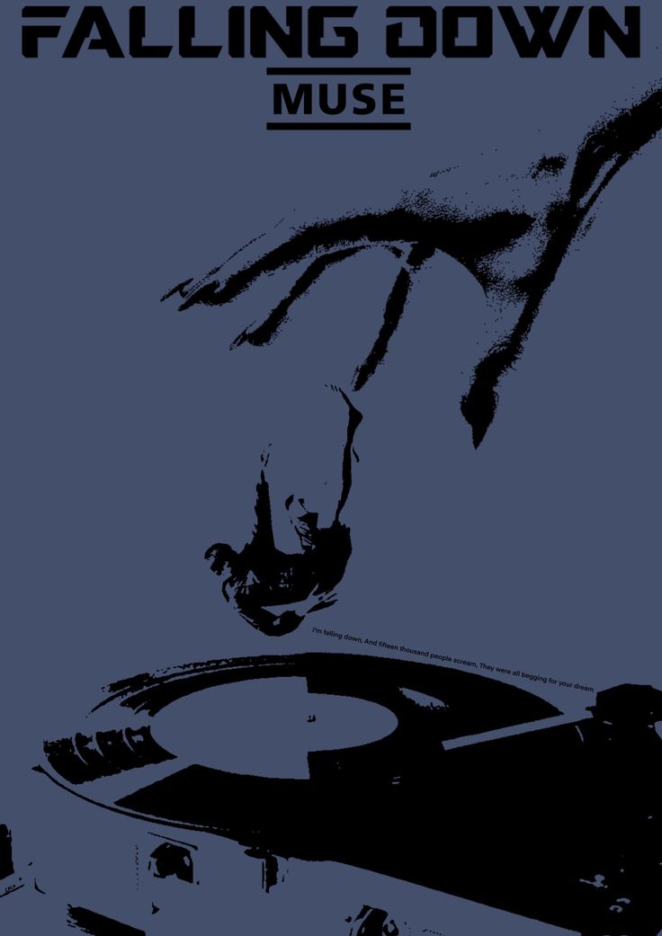 the cover art for falling down music, featuring a hand reaching out to a turntable