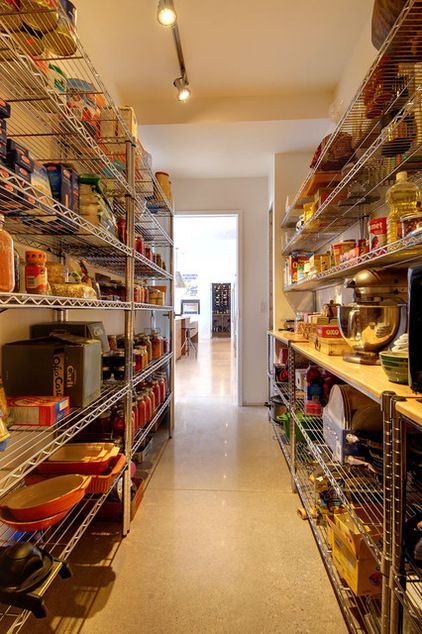 the pantry is stocked with lots of food