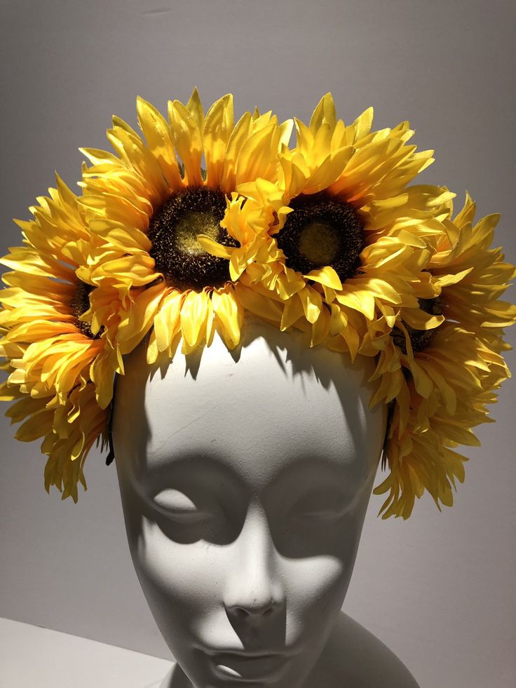 Sunflower Flower Fascinator- Yellow Headband- Mad Hatter Party- Tea Party- Kentucky Derby- Wedding Garden Party Hello, This headpiece is made with 6 sunflower that are about 5 inches wide. Flowers are tilted for extra height. Perfect for fall and anyone who loves sunflowers. It is attached to a black covered skinny headband and is adjustable. Leaves finish off the back. It's very comfortable and will fit any size head. 10 to 90! I've been making hair pieces over 20 years. I love what I do and I Summer Handmade Flower Hair Accessories, Summer Adjustable Headpiece With Handmade Flowers, Summer Adjustable Handmade Flowers Headband, Summer Adjustable Headband With Handmade Flowers, Adjustable Summer Headband With Handmade Flowers, Whimsical Summer Headband With Handmade Flowers, Adjustable Flower Headband For Summer, Summer Party Flower Headband, Summer Flower Headband For Garden Party