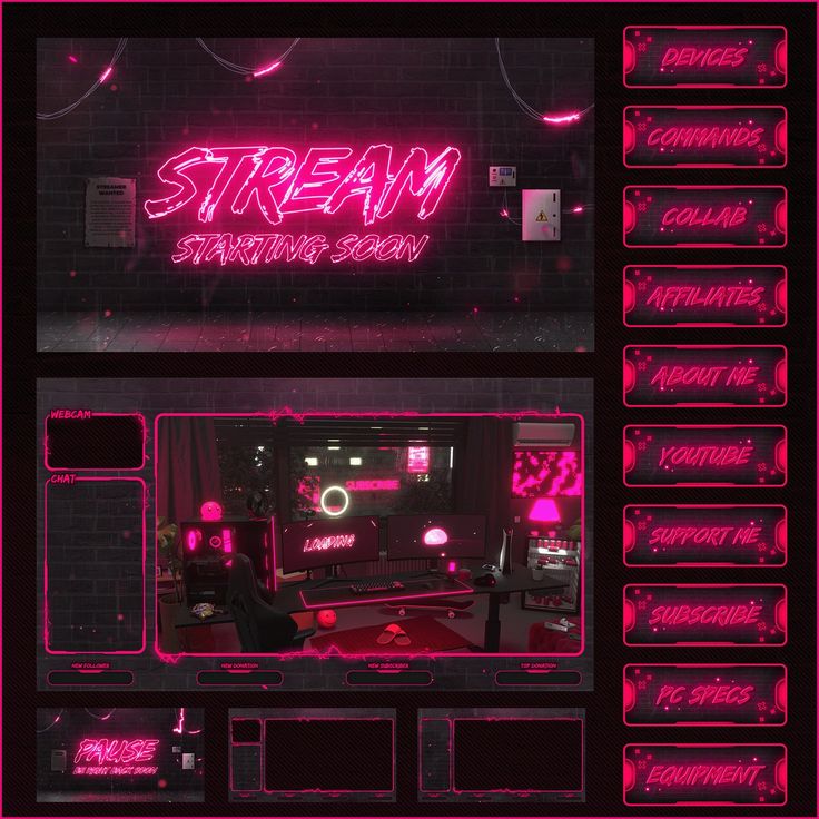 a pink neon sign that says stream starting today on the side of a dark room