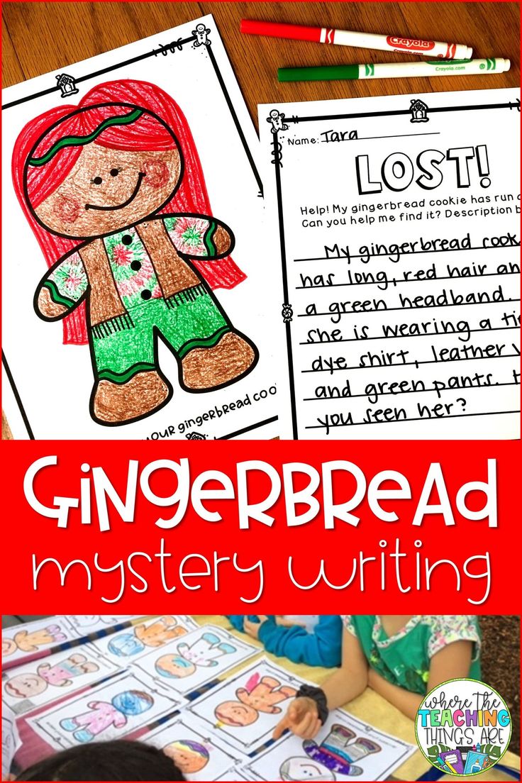 gingerbread mystery writing activity for kids