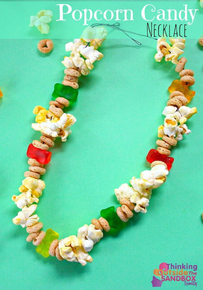 the popcorn candy necklace is made with colorful beads