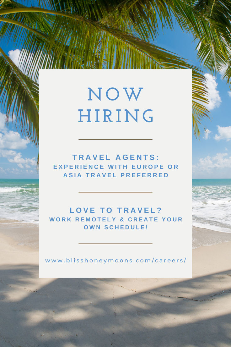 a sign that says now hiring travel agent