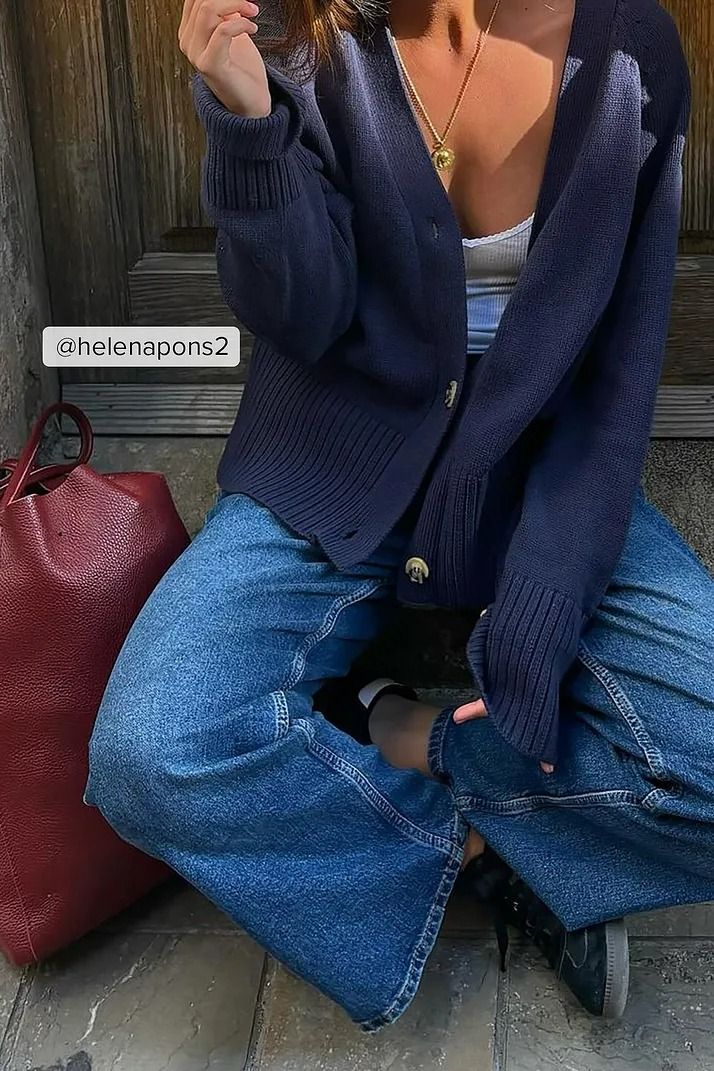 Pre-spring news | NA-KD Blue Cardigan Outfit, Casual Chique, Uni Outfits, Autumn Fits, Ribbed Dress, Cardigan Outfits, Mode Inspo, Outfit Inspo Fall, Mode Vintage