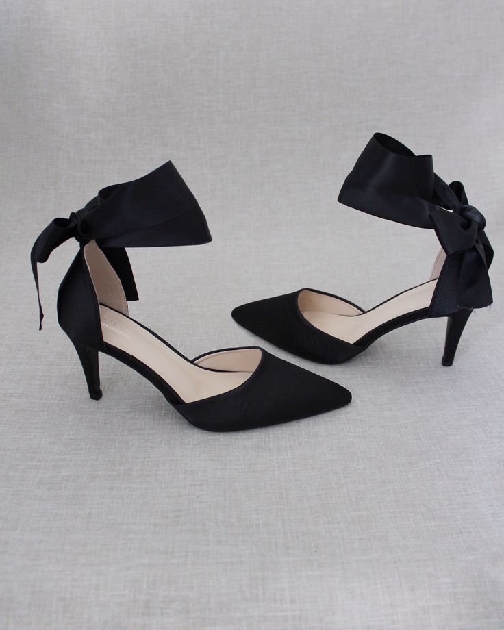 black women heels Fall Wedding Shoes, Black Evening Shoes, Bridesmaids Shoes, Evening Heels, Satin Noir, Holiday Shoes, Pointy Toe Heels, Pointy Toe Flats, Bridesmaid Shoes