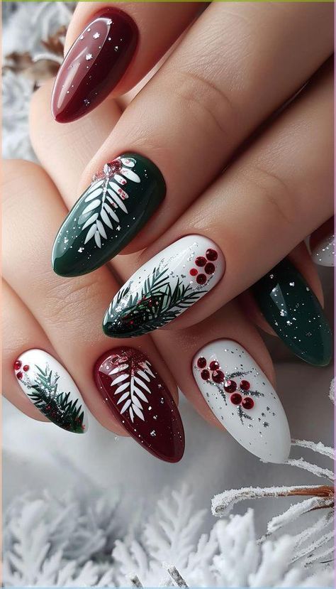 Blue Christmas Nail Designs, Festive Nails, Festive Nail Art, Pink Ombre Nails, Christmas Nails Easy, Cute Christmas Nails, Christmas Gel Nails, Christmas Nail Art Designs, Christmas Nails Acrylic