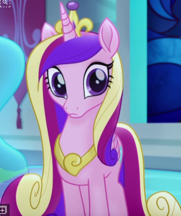 the pinkie pony is wearing a tiara and looking at something in front of her