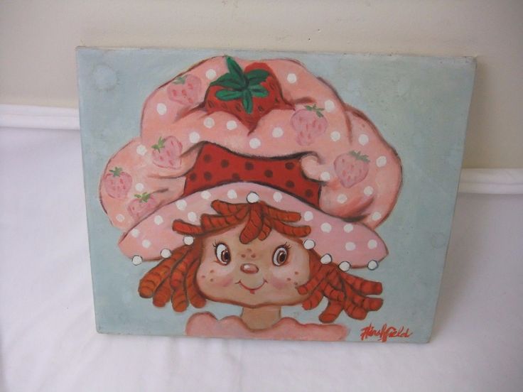 Strawberry Shortcake Painting, Strawberry Things, Painting Shop, Vintage Strawberry Shortcake, Vintage Strawberry, Painted Cakes, Art Drawings Sketches Creative, Hippie Art, Diy Art Painting