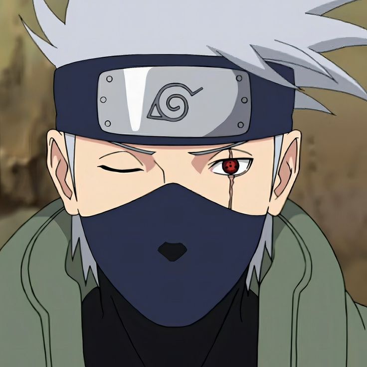 an anime character with white hair and red eyes wearing a black mask, looking at the camera