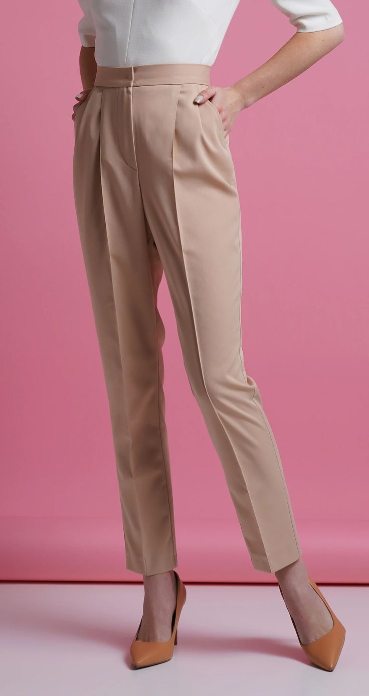 Pegged Pants Women Beige Trousers Women High Waist Work | Etsy High-waist Capris For Workwear, Affordable Trousers With Hip Pockets, Luxury High-waisted Work Pants With Pockets, Luxury Work Pants With Pockets, Luxury Bottoms With Welt Pockets For Office Wear, Luxury Straight Fit Bottoms For Business Casual, Luxury Fitted Work Pants With Welt Pockets, Cheap Beige Bottoms For Office, Affordable Beige Workwear Pants