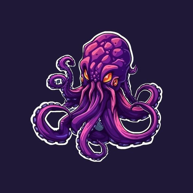 an octopus sticker on a dark background