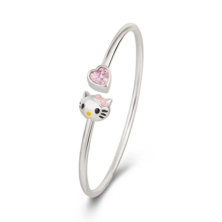 Genuine Sanrio S925 Silver Bracelet Hello Kitty. Adjustable. New Without Out Tags Bracelet Hello Kitty, Jewelry Hello Kitty, Hello Kitty Jewelry, Bracelet Cute, Heart Cat, Cat Bracelet, Copper Style, Hello Kitty Items, Style Korean