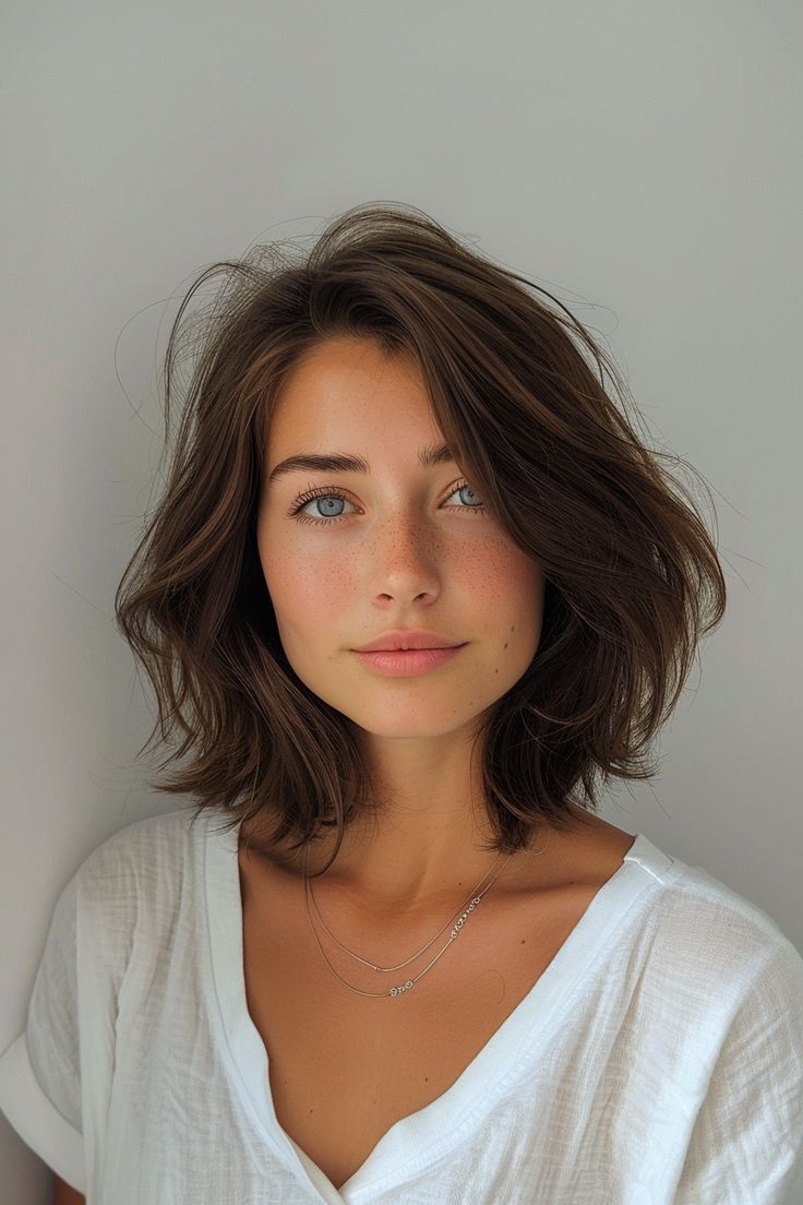 Natural Wavy Hair Short Haircuts, French Hair Short, Short Haircuts Brunette, Short Stylish Haircuts For Women, Asian Hairstyles Medium, Bob Hairstyles 2024, Short Mom Haircut, 90’s Short Hair, Short Hair Brunette