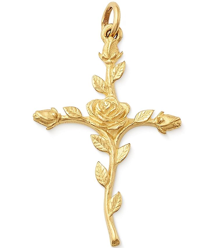 From James Avery&#x2C; this 14K Gold Rosebud Cross Pendant features:Bear with you an enduring depiction of faith with this beautifully crafted Rosebud Cross.14K yellow goldApprox. 1.28" LCrafted in America using the world's finest materials. Due to the personalized nature of James Avery bracelets&#x2C; we are unable to attach charms and customize your design at Dillards.com. Please visit the nearest James Avery store or the James Avery count James Avery Bracelet, Wooden Cross, James Avery, The James, Crown Jewels, Cross Jewelry, Cross Charms, Dillard's, Rose Buds