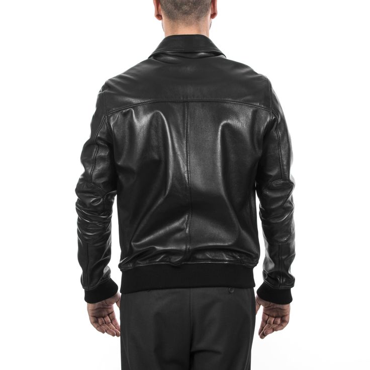 Italian handmade Men soft genuine lambskin Bomber leather jacket color BLACK S to 2XL Masculine Black Leather Jacket For Work, Black Leather Outerwear, Masculine Fitted Black Leather Jacket, Masculine Fitted Leather Jacket, Fitted Masculine Black Outerwear, Black Fitted Masculine Outerwear, Black Fitted Outerwear, Fitted Black Masculine Outerwear, Men Leather Jacket