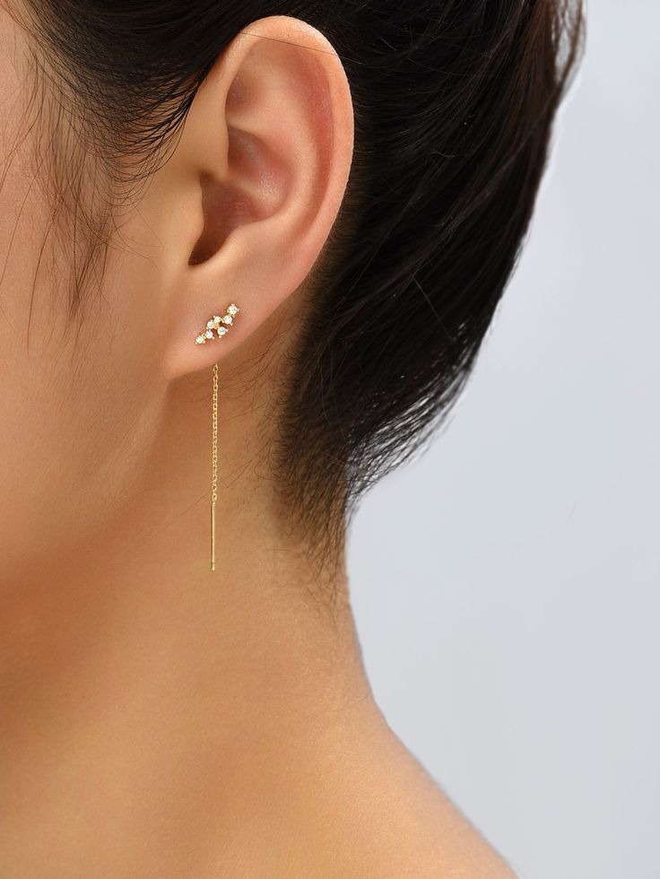 Yellow Gold Fashionable Collar  Copper  Threader Earrings Embellished   Jewelry Ear Threader, Tassel Earing, Butterfly Earrings Gold, Ear Chain, Angel Wing Earrings, Long Tassel Earrings, Wing Earrings, Hanging Earrings, Threader Earrings