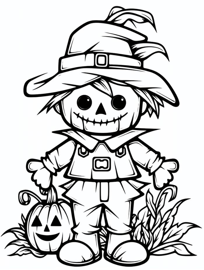 a black and white drawing of a scare with pumpkins