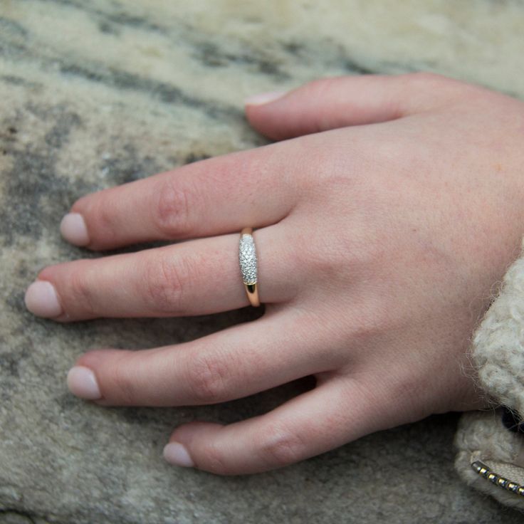 Gorgeous pave diamond ring that can be both a statement and a stackable! I love to wear all three- white, yellow, and rose gold! Total Carat Weight Diamond: 0.27ctw 14k Solid Gold Dimensions: The top is 5mm and good down to 1.6mm at the bottom shank. Dome height is 3.5mm Worldwide DHL shipping now available 1-3 business days Available 14k Gold (also 18k upon request) 🛠 All Sarah Elise pieces are handcrafted to order, please allow 4 - 10 business days for shipping out. Need it sooner? Just ask a Heirloom Promise Ring With Pave Setting, Heirloom Pave Setting Promise Ring, Heirloom Style Rings With Pave Setting As Gift, Heirloom Rings With Pave Setting As Gift, Heirloom Ring With Pave Setting As Gift, Gift Diamond Stackable Rings With Pave Setting, Gift Stackable Round Cut Rings With Pave Setting, Promise Ring For Her, Bar Ring