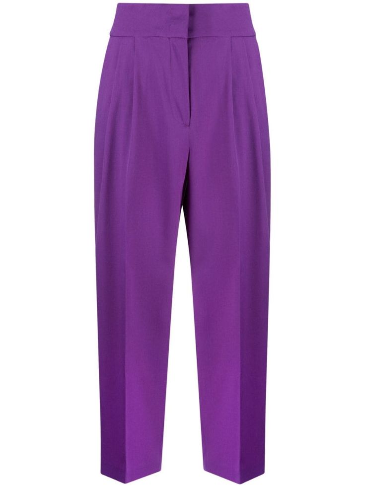 Purple Suits, Tapered Trousers, Plum Purple, Tapered Pants, Box Pleats, Tapered Legs, Bottoms Pants, Womens Bottoms, Fashion Branding