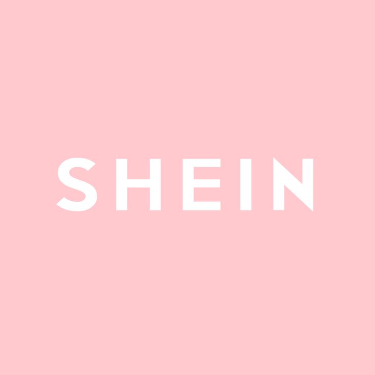 the word shein written in white on a pink background