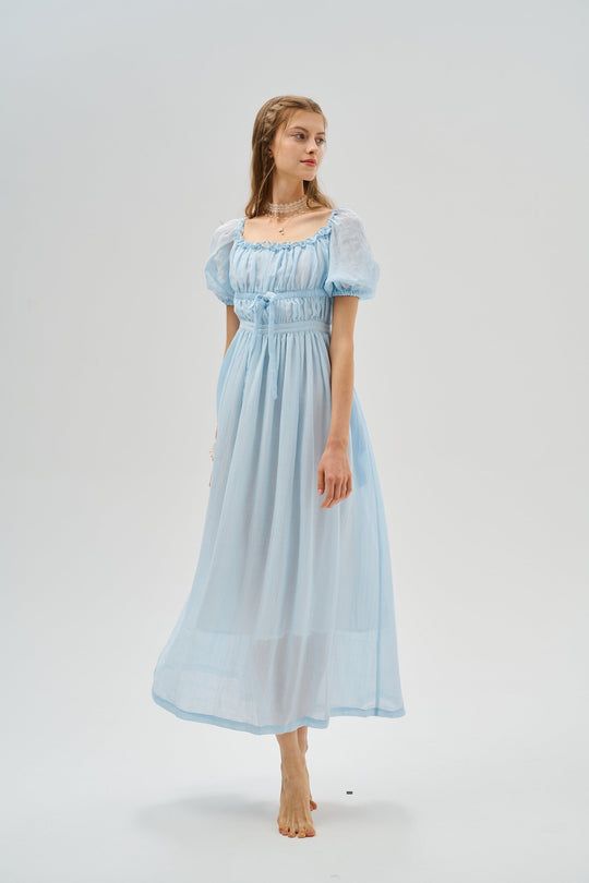 Osmanthus 01 | maxi linen dress – Linennaive Maxi Linen Dress, Dusty Blue Dress, Fairycore Dress, Ethereal Dress, Dress Cottagecore, Cottagecore Dress, Flared Dress, Linen Maxi Dress, Cape Coat