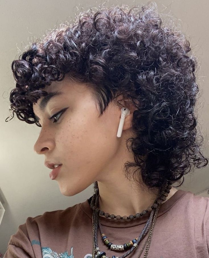 Naturally Curly Mullet, Short Hair Mullet Curly, Natural Curly Hair Mullet Short, Shaggy Mullet For Women Short Curly, Women’s Curly Mullet, Short Curly Haircuts Mullet, Short Curly Mullet Shaved Sides, Short Curly Mullets, How To Style Very Short Curly Hair