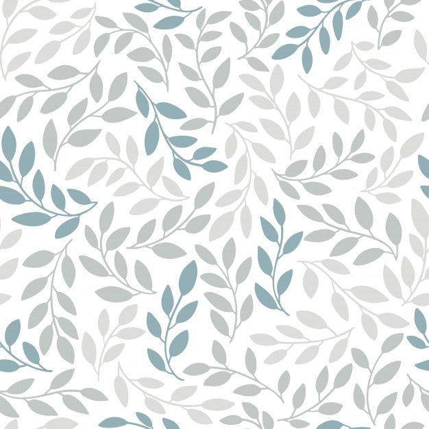 a white and blue wallpaper with leaves on it