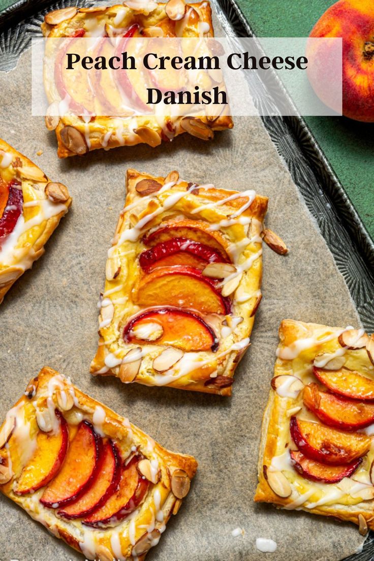 peach cream cheese danish on a baking sheet