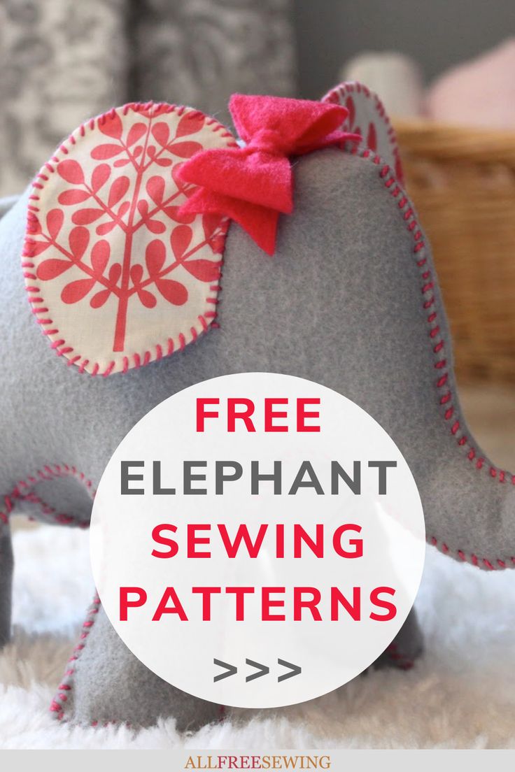 an elephant sewing pattern with the words free elephant sewing patterns on it's back