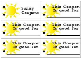 four coupon labels with the sun on them