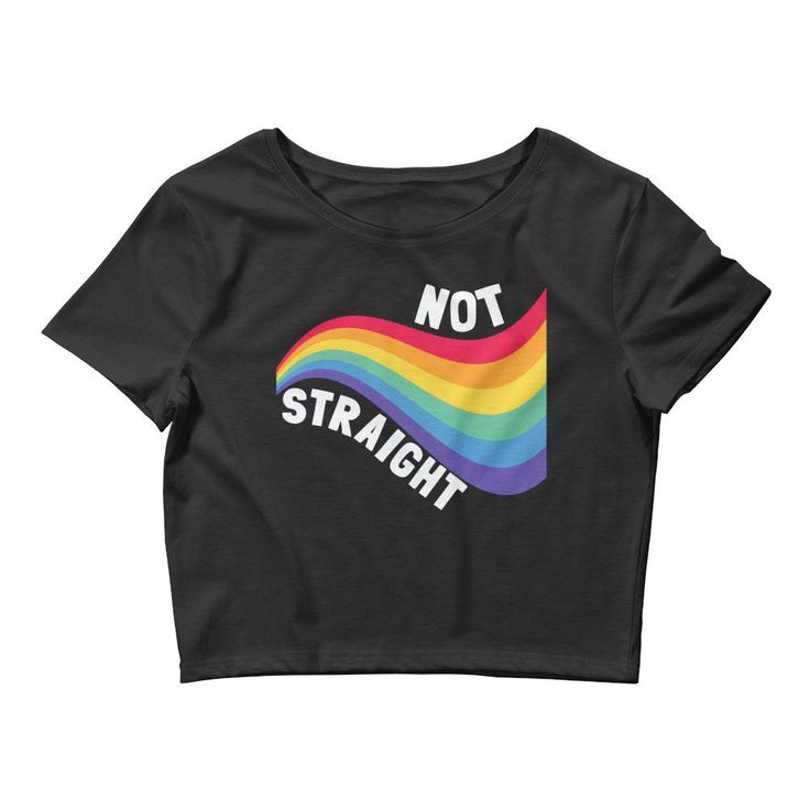 Not Straight Cropped Tee - On Trend Shirts Wavy Rainbow, Funny Pride, Pride Wear, Pride Outfit, Rainbow Flag, Lgbtq Pride, Cropped Tee, Pride Month, Pride Shirts