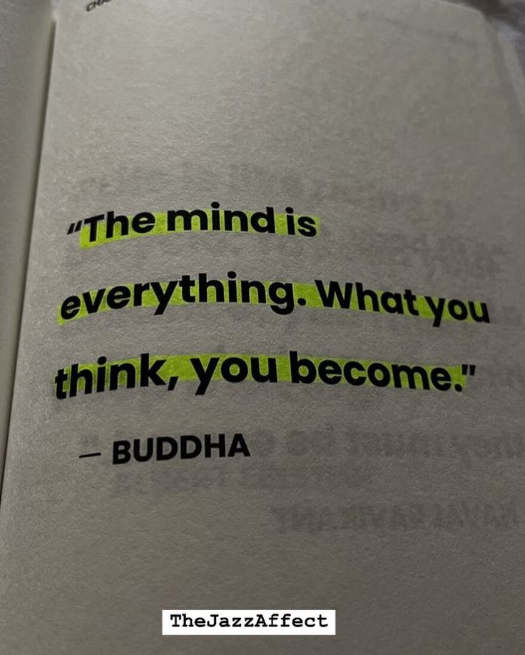 an open book with a quote on it that reads the mind is everything what you think, you become buddha