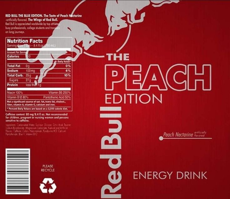 the red edition energy drink label on a red background with an image of a bull