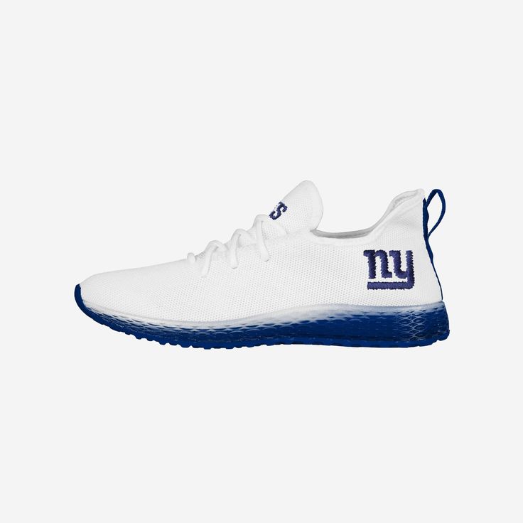 New York Giants Gradient Midsole White Sneakers FOCO 7 - FOCO.com Nfl Teams Logos, Fan Fashion, Cycling Workout, Team Name, Self Service, White Sock, Nfl Teams, Team Names, New York Giants